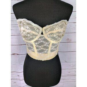 Vintage Backless Lace Corset Bustier 36C Ivory By Young Smoothie The Strauss Adl